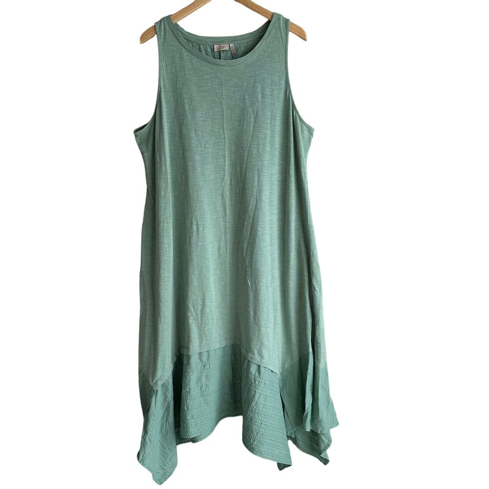 LOGO by Lori Goldstein Cotton Handkerchief Midi Dress 2X Sage Green